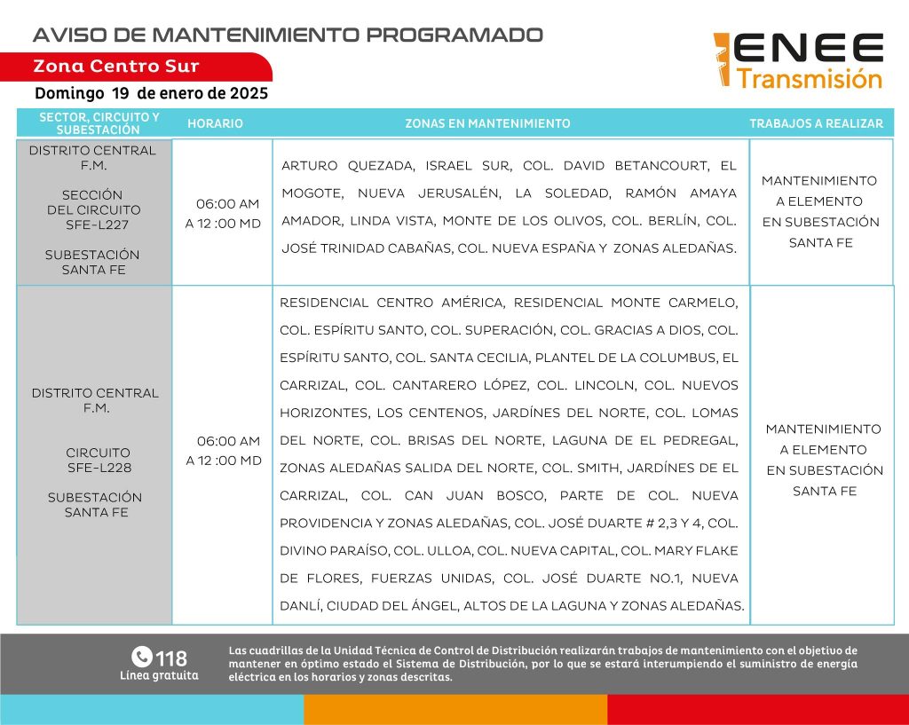 Lista de colonias que no tendrán luz pasado mañana