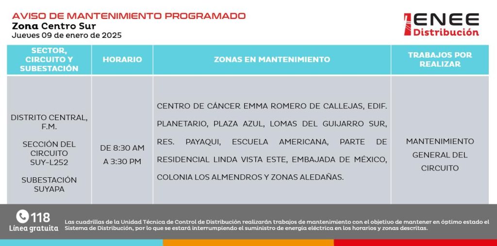 Lista de colonias que no tendrán luz pasado mañana