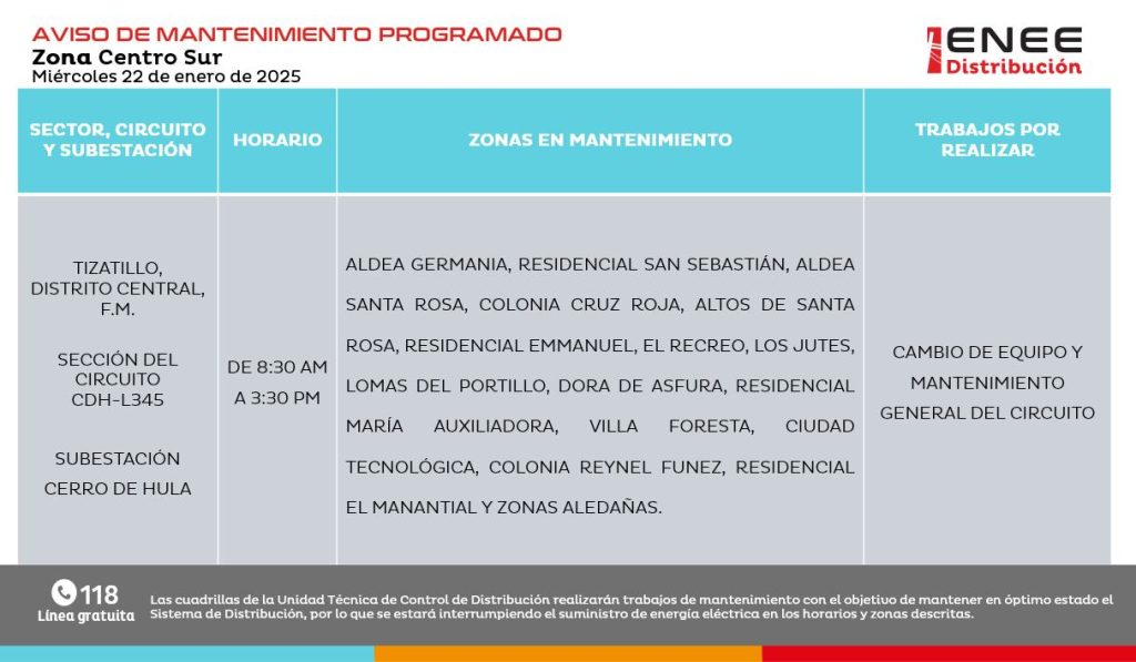 Lista de colonias que no tendrán luz pasado mañana