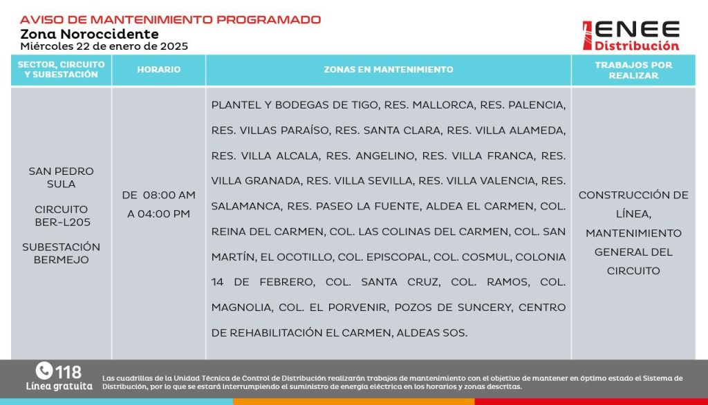 Lista de colonias que no tendrán luz pasado mañana