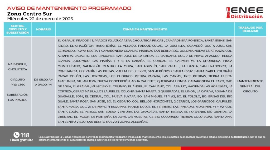 Lista de colonias que no tendrán luz pasado mañana