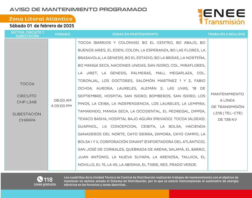 Lista de colonias que no tendrán luz pasado mañana