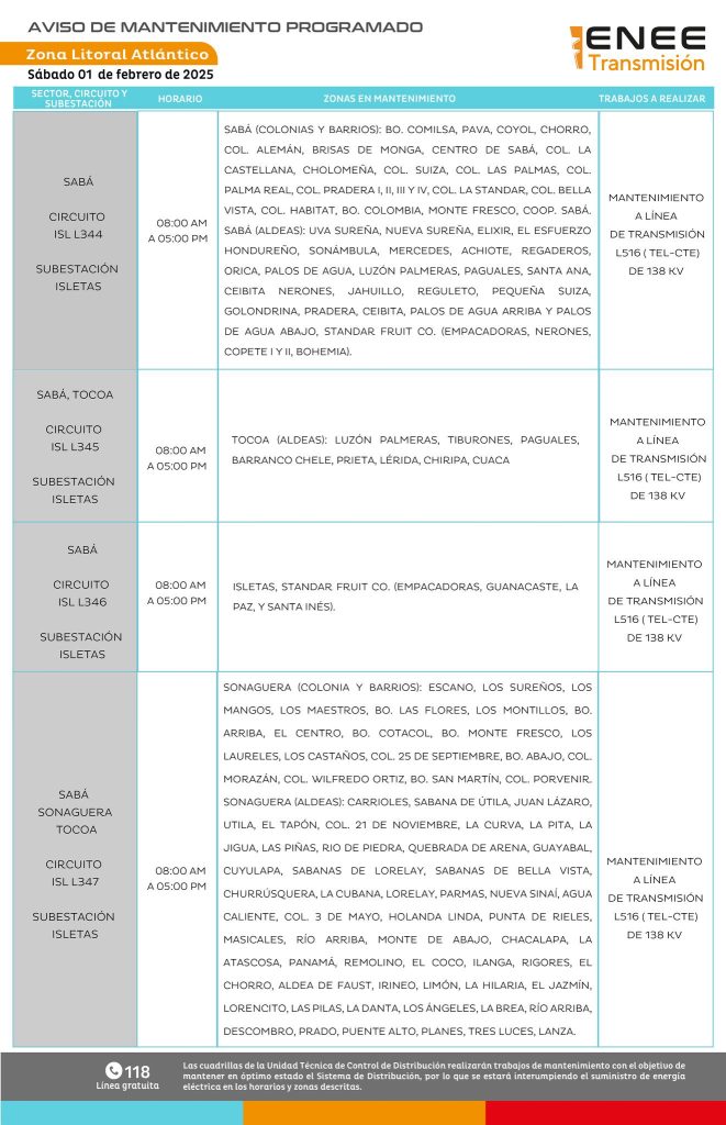 Lista de colonias que no tendrán luz pasado mañana