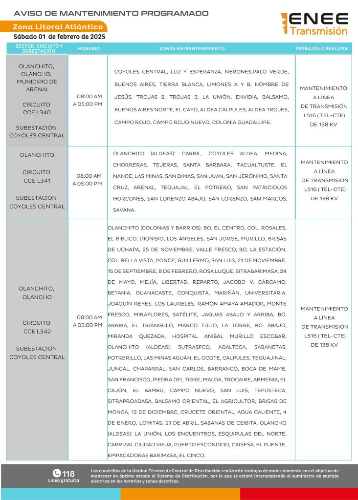 Lista de colonias que no tendrán luz pasado mañana