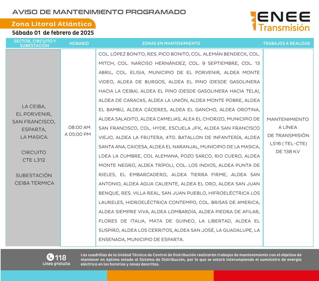 Lista de colonias que no tendrán luz pasado mañana