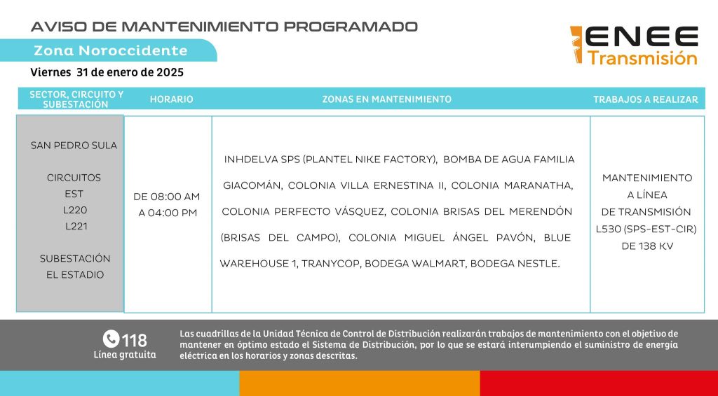 Lista de colonias que no tendrán luz pasado mañana