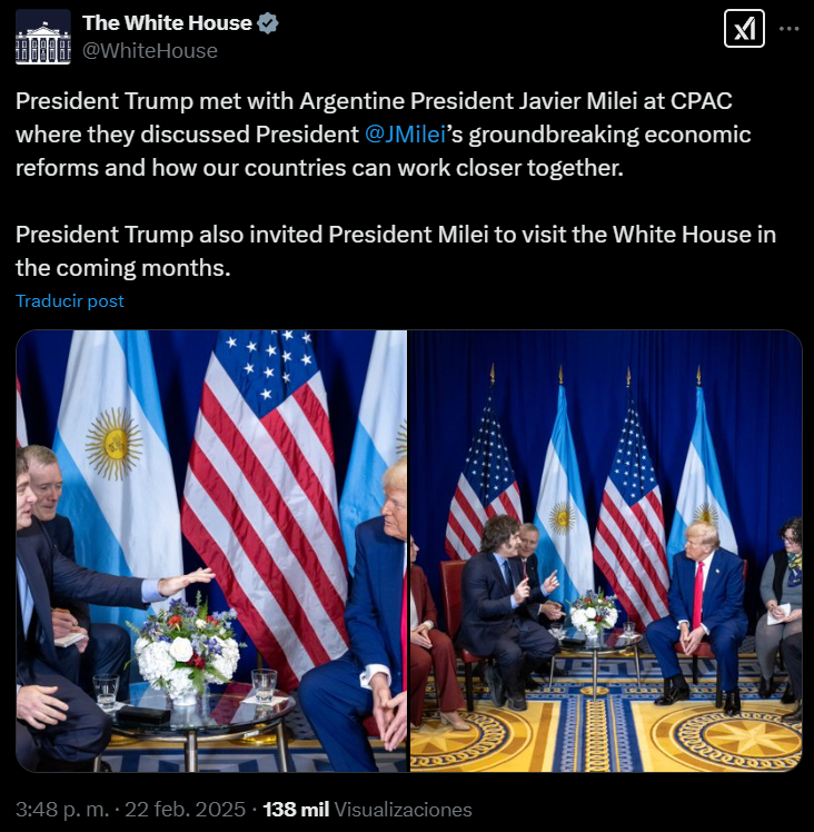 Captura de pantalla de la publicación de la Casa Blanca