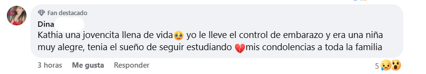 Captura de pantalla de un comentario