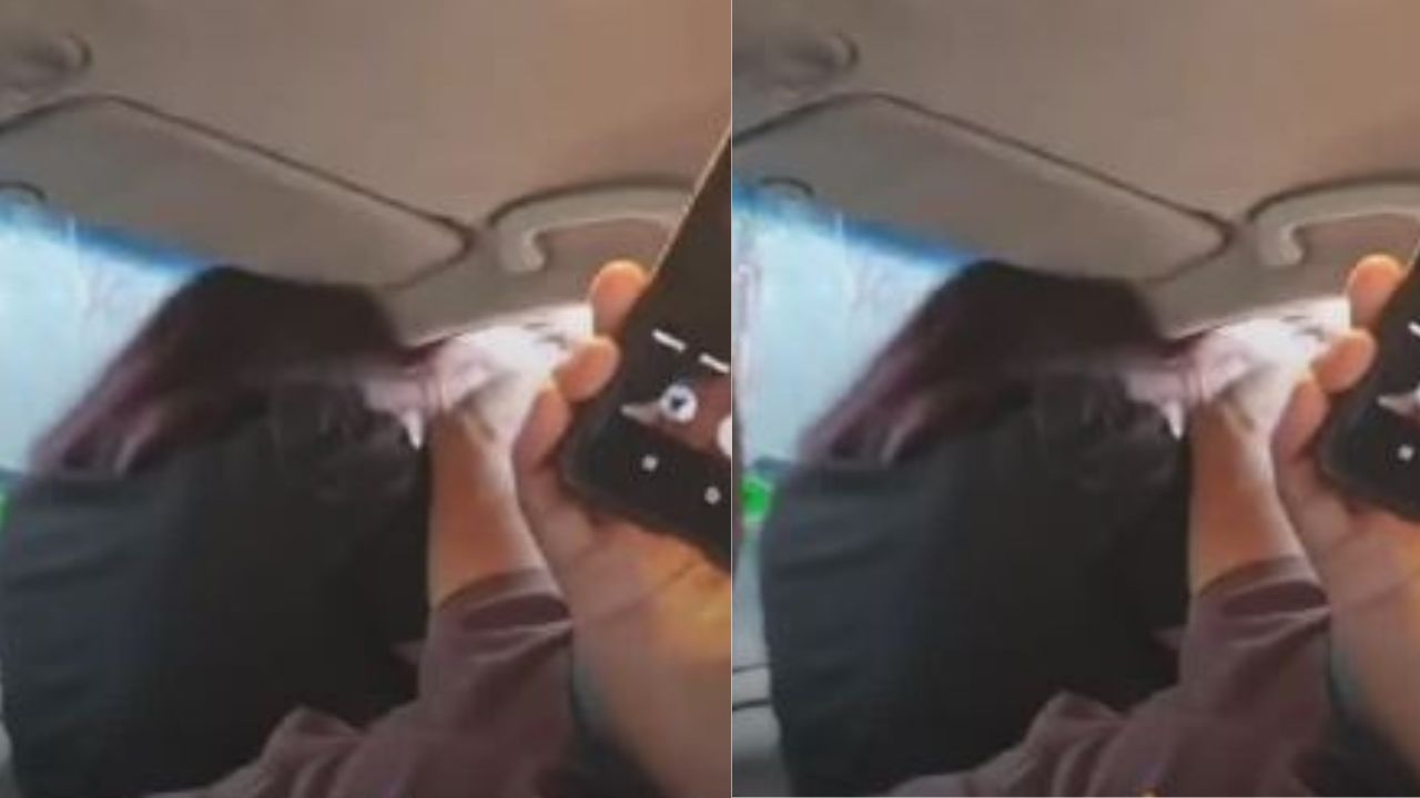 VIDEO: Hombre agarra del pelo a mujer por el asiento delantero de un taxi