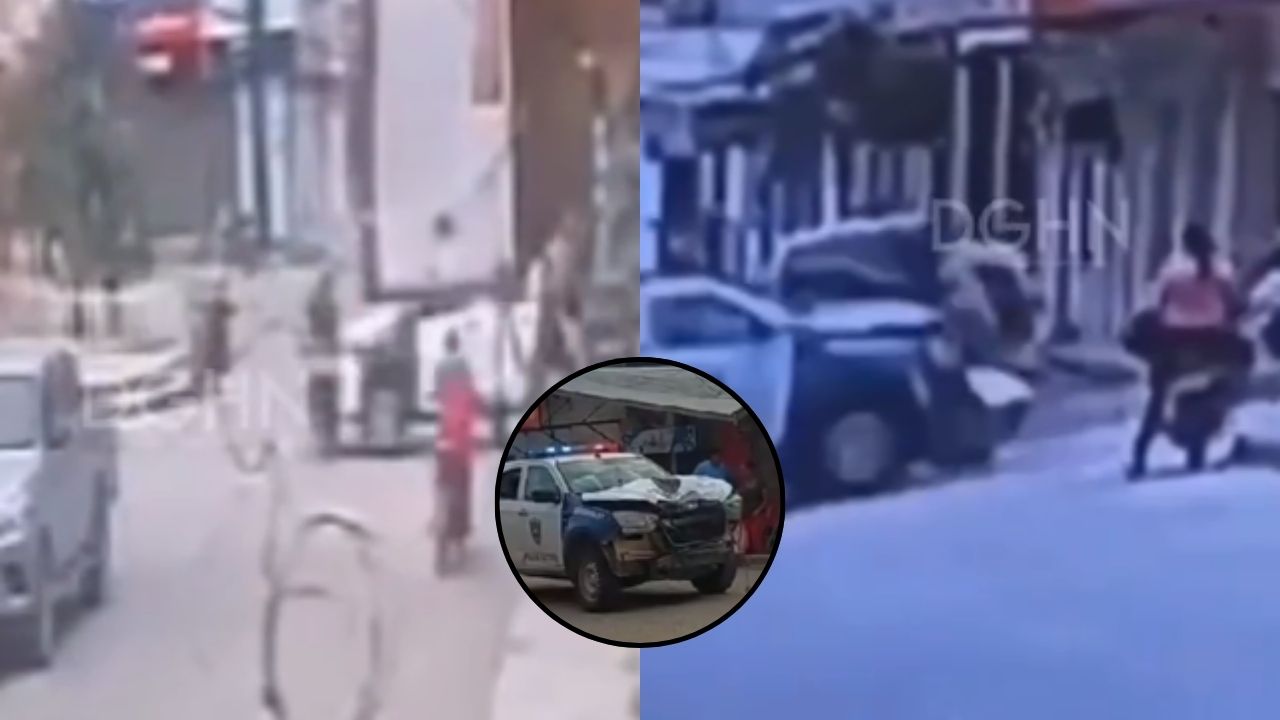 Cámara graba accidente entre patrulla de Policía y motociclista en Yoro
