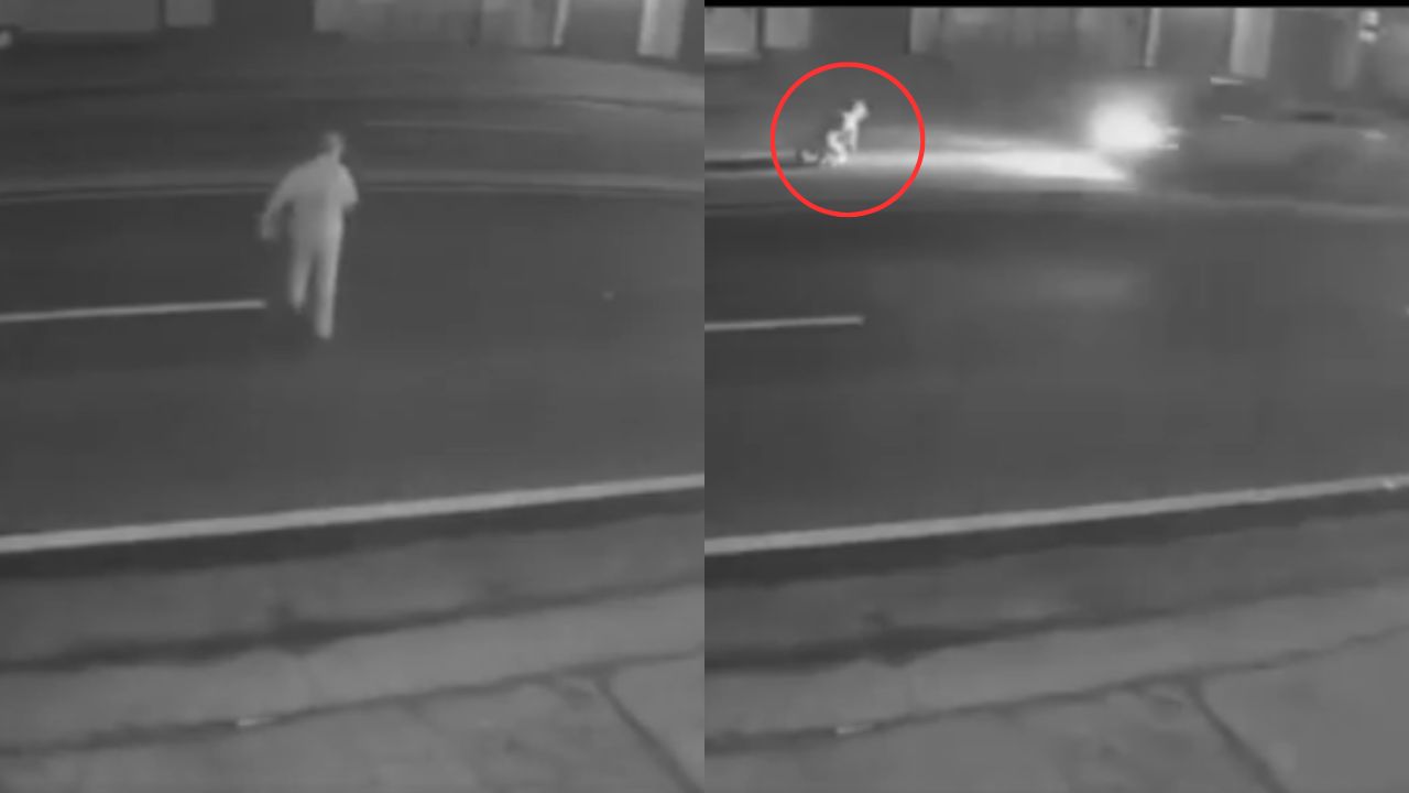Vídeo: Anciano tropieza en la calle y es atropellado por un carro