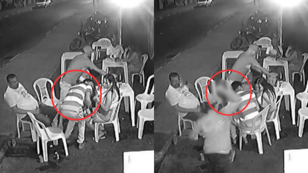 Graban momento en que hombre apuñaló a otro por la espalda en un bar
