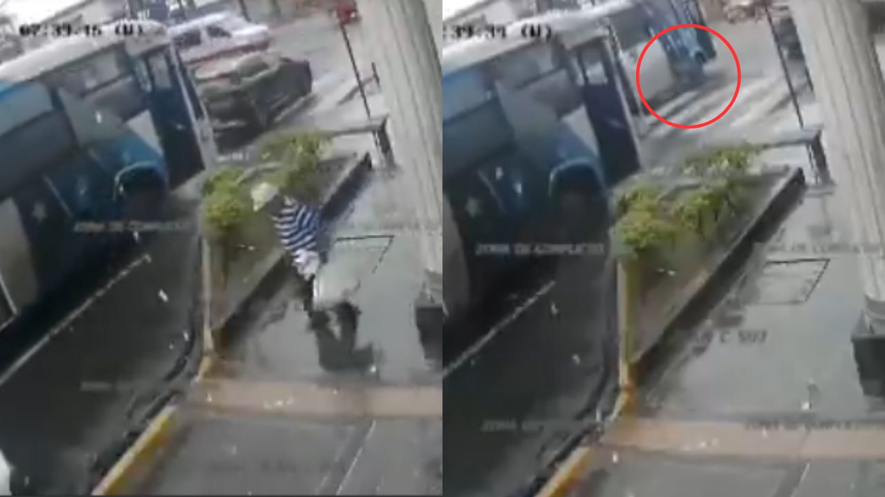 Graban momento en que autobús atropella a anciano que cruzaba la calle