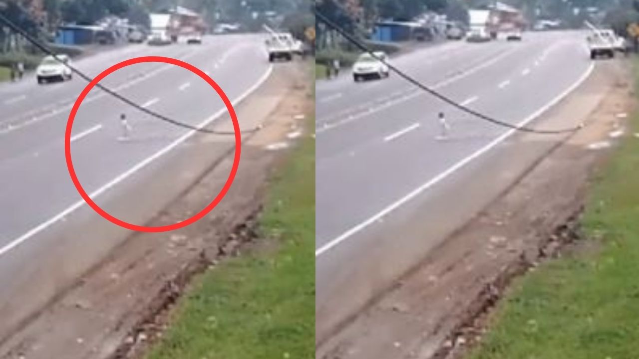 VIDEO: Así fue el momento que bebé cruzó la CA-5 en Yojoa en descuido de padres