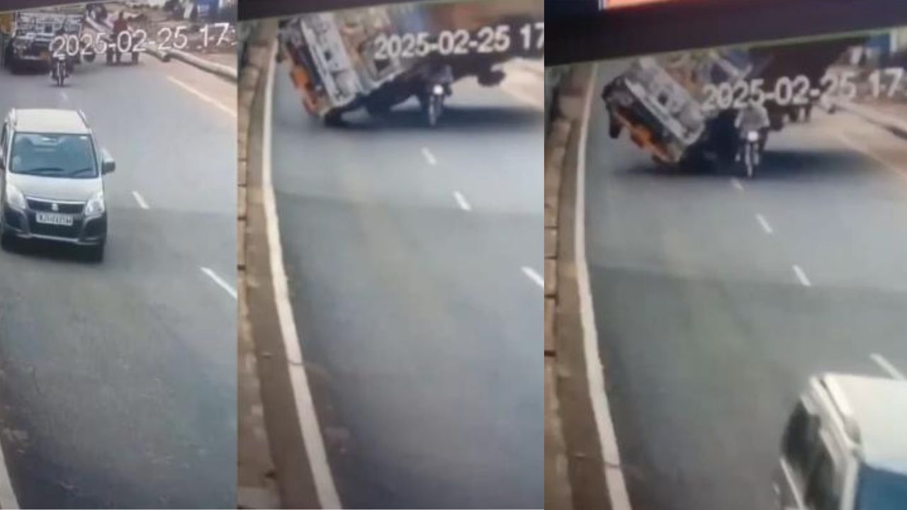 VIDEO: Camión en marcha se vuelca y aplasta a motociclistas