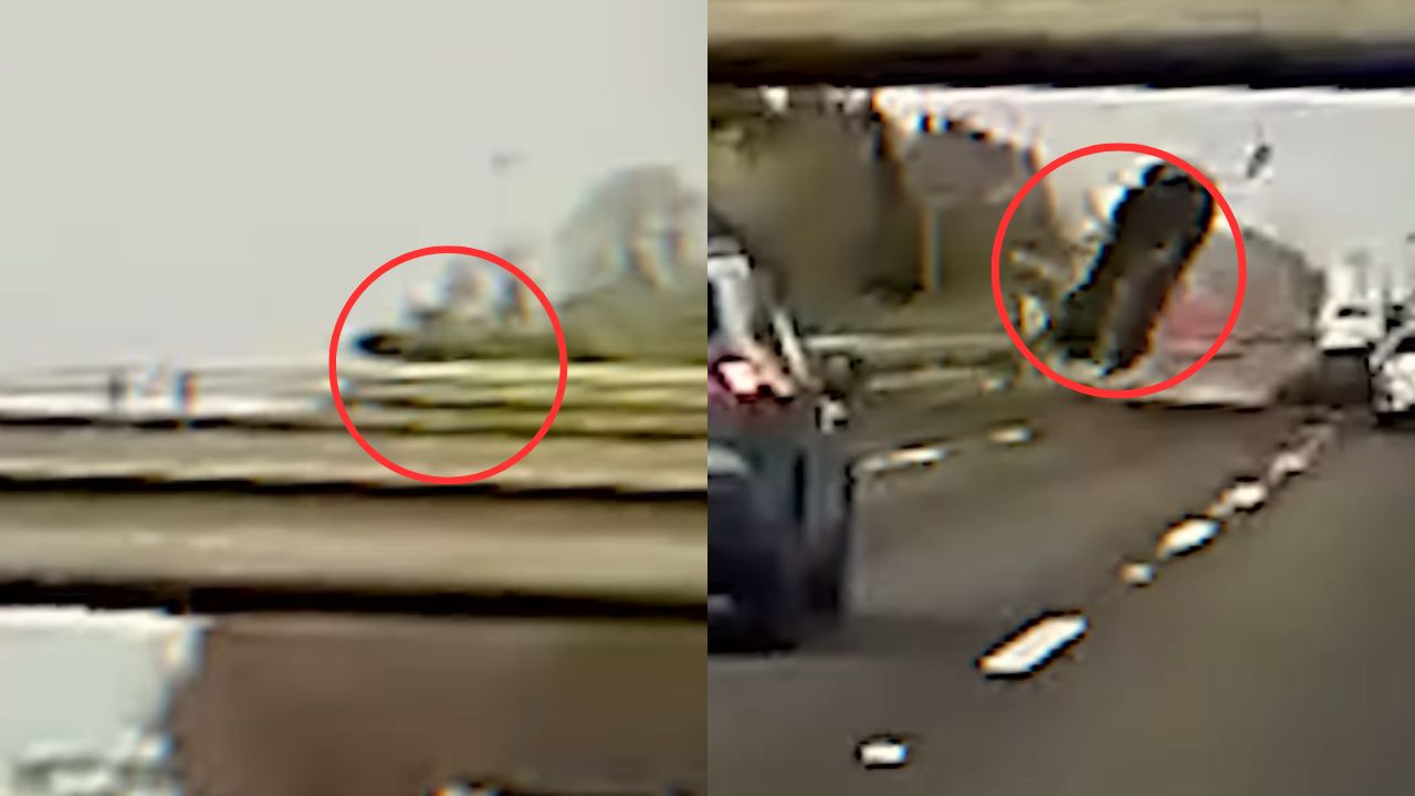 Vídeo: Así se estrelló un carro sobre un puente y cayó sobre una autopista