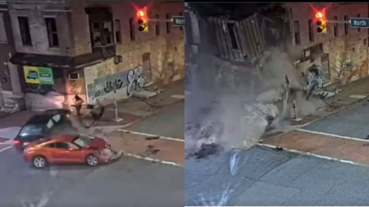 Vídeo: Dos carros chocaron y provocaron derrumbe de casa de dos pisos