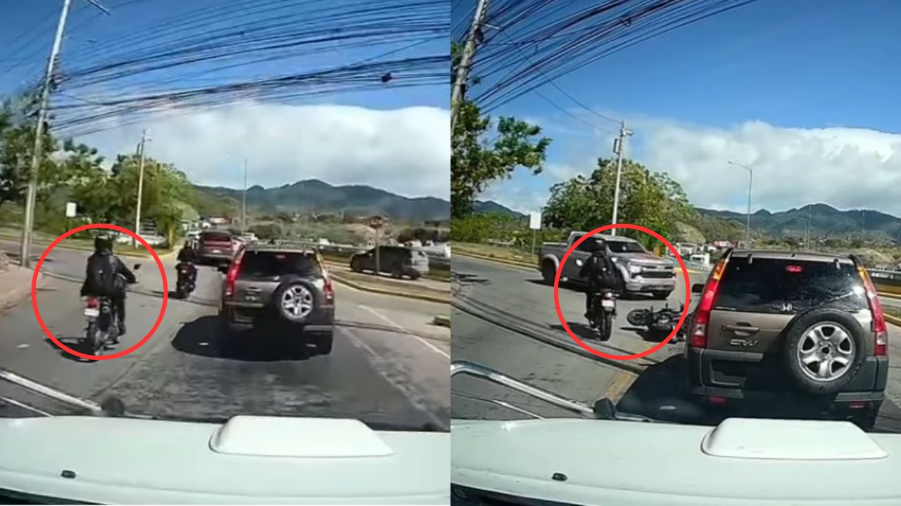 Graban choque de dos motocicletas en anillo periférico de Tegucigalpa