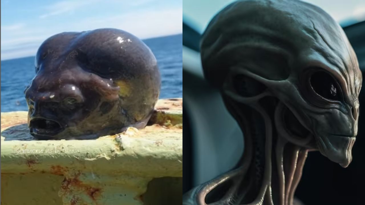 ¿Extraterrestre? Graban hallazgo de extraño ser que apareció en medio del mar