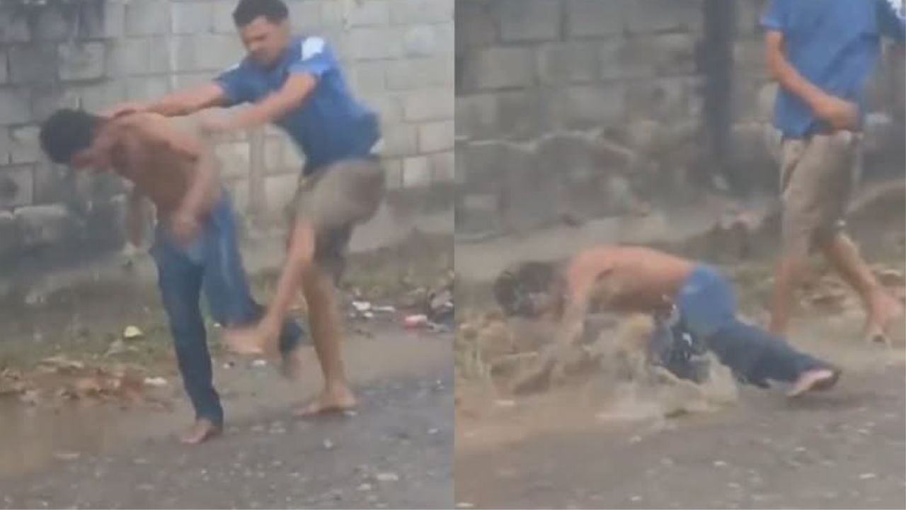 VIDEO: Vecinos de La Ceiba golpean a supuesto ladrón antes de ser rescatado por la Policía