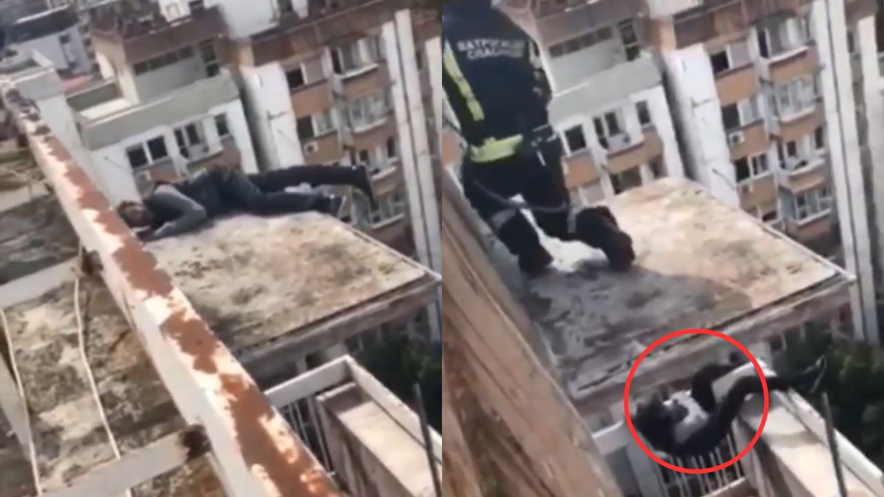 Vídeo: Hombre bajo efectos de medicamentos se lanza desde edificio cuando iban a rescatarlo