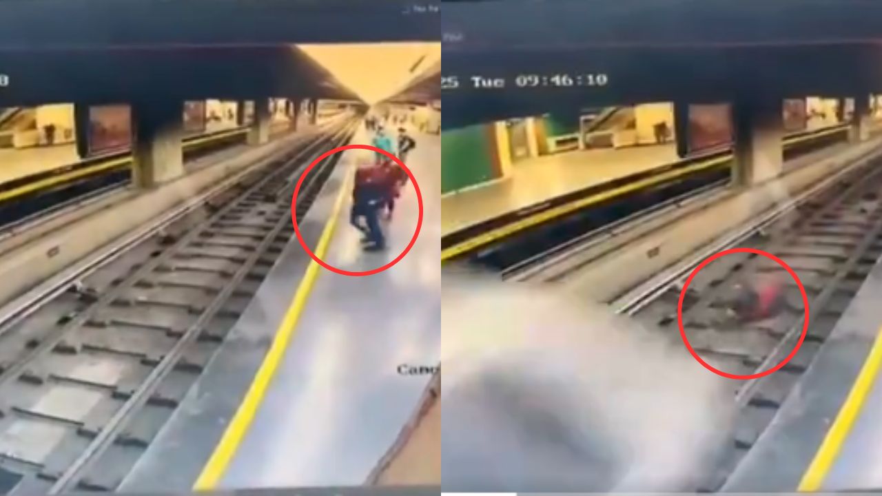 Así fue el momento en que un hombre se lanzó a las vías del tren y muere arrastrado