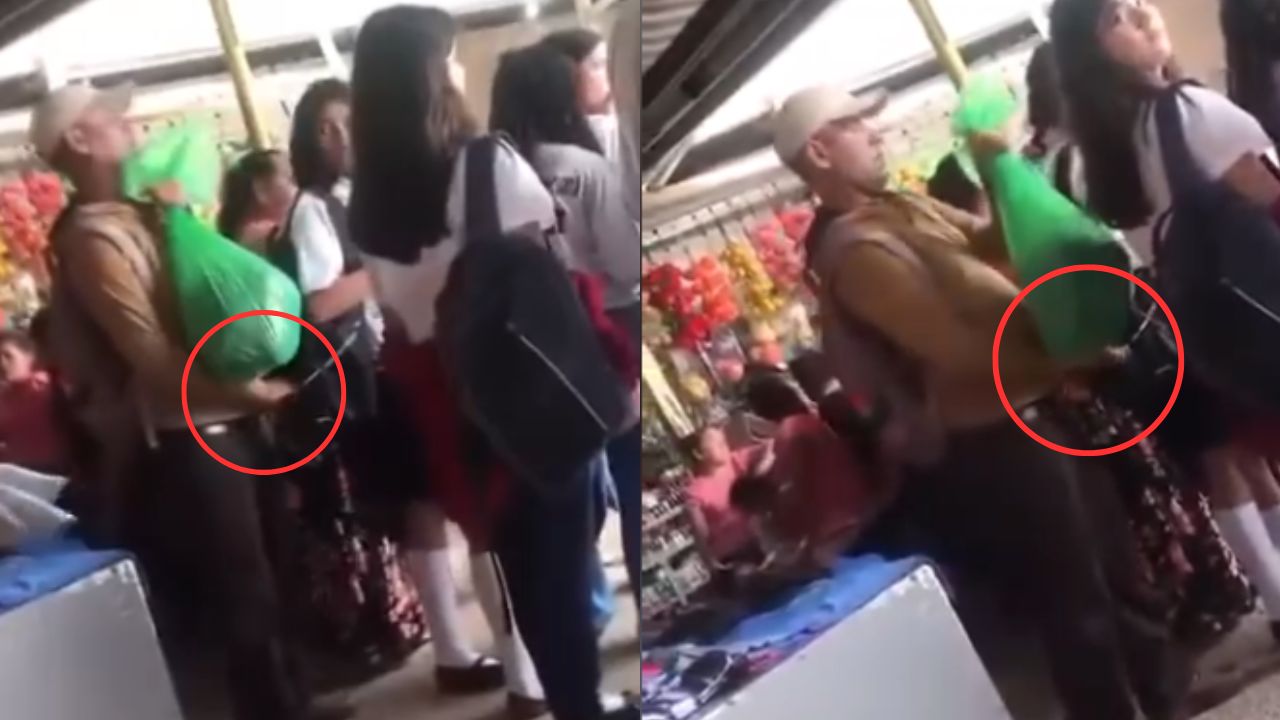 Graban a sujeto robando cosas de mochila de estudiante en terminal de buses