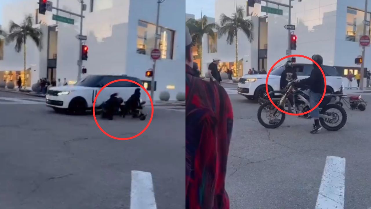 Vídeo: Dos motocicletas cruzaron con semáforo en rojo y chocan contra lujosa camioneta