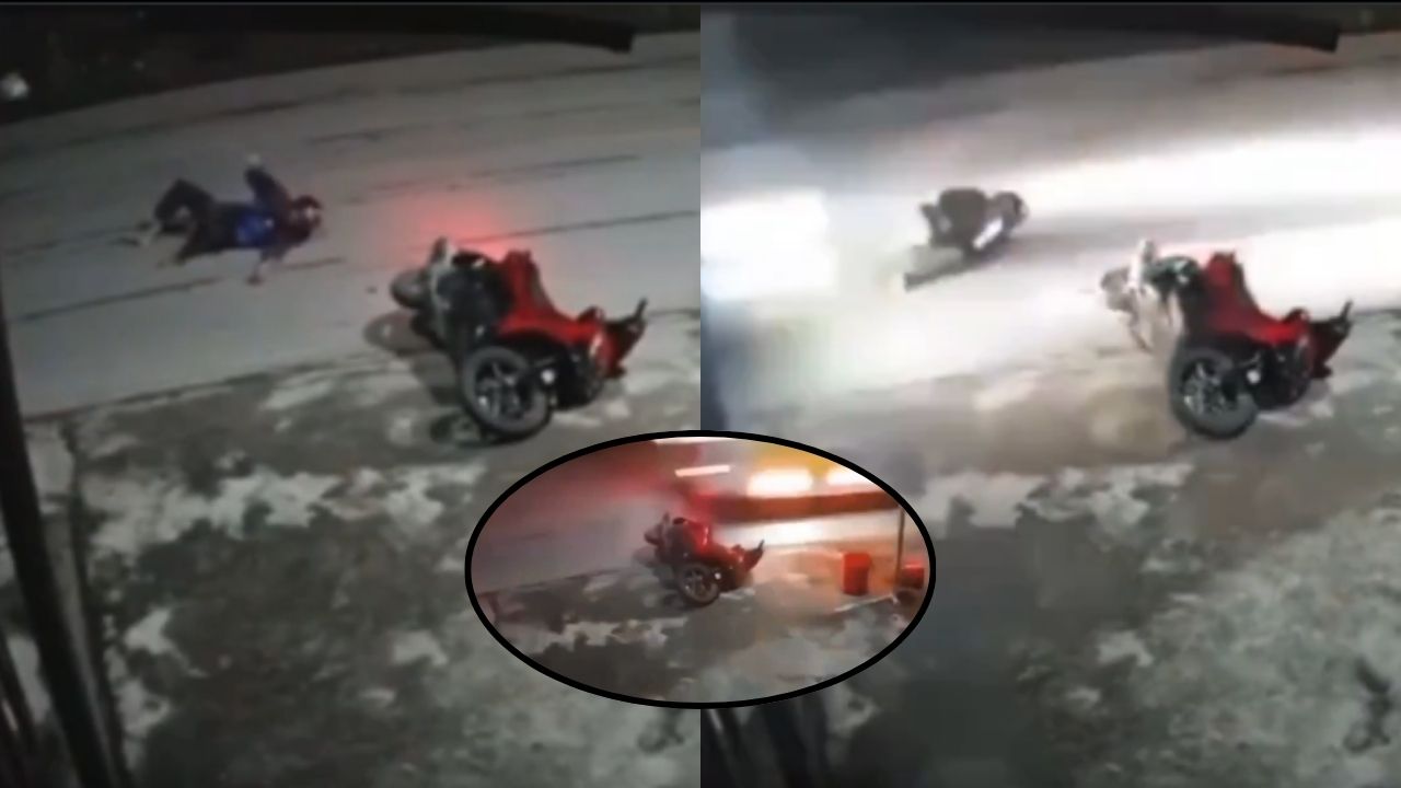 Así fue atropellado motociclista por un bus luego de sufrir accidente vial