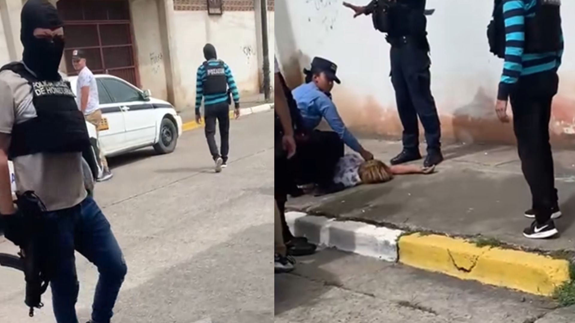 VIDEO: hondureña se desmaya en la vía pública tras ser requerida por encapuchados