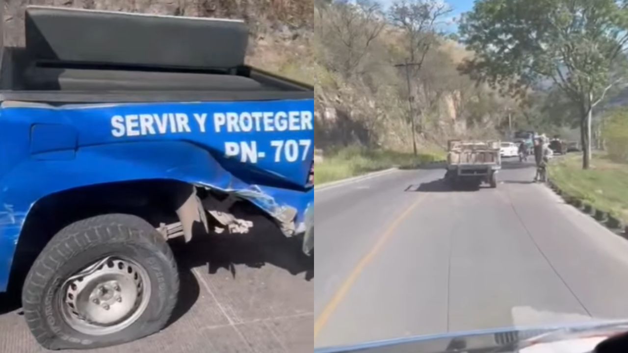 Una patrulla policial y un carro particular se estrellan en calle de la capital hondureña