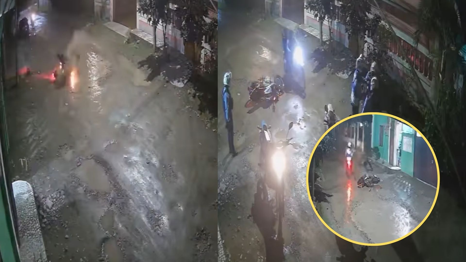 Así capturaron a motociclista que cayó a un bache durante persecución policial en Colón