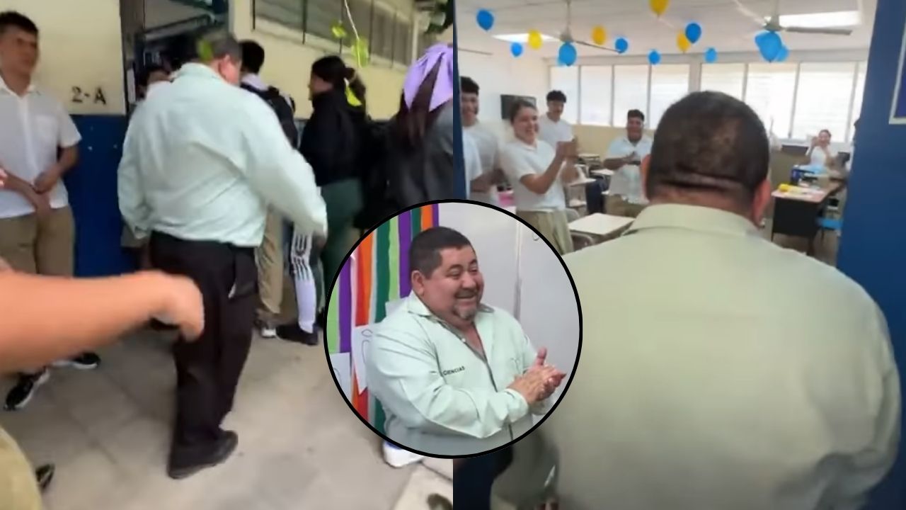 'Profe, se están peleando...': Alumnos llevan de sorpresa a profesor para su cumpleaños