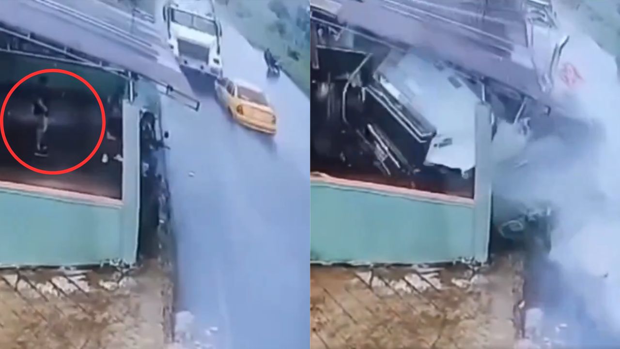 Vídeo: Rastra choca contra casa en la que había una persona en el patio