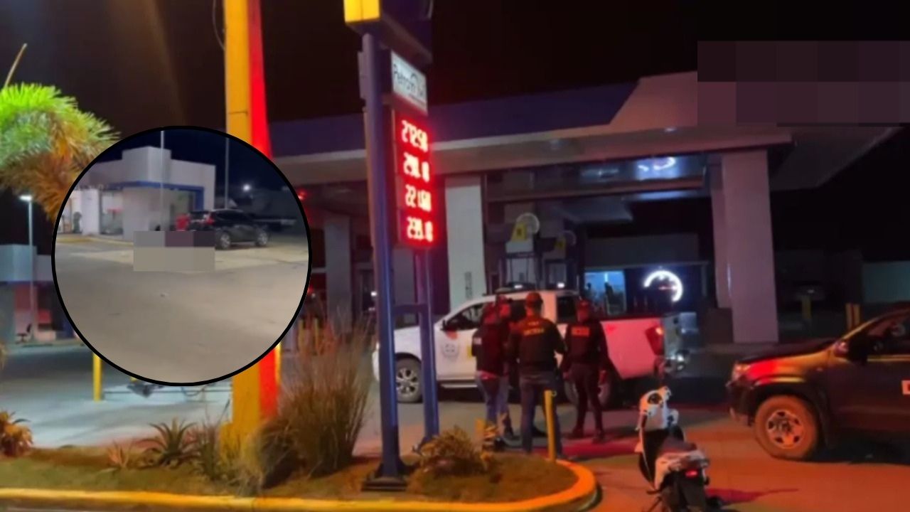Graban a un hombre que robó escopeta a guardia de gasolinera y le da paliza