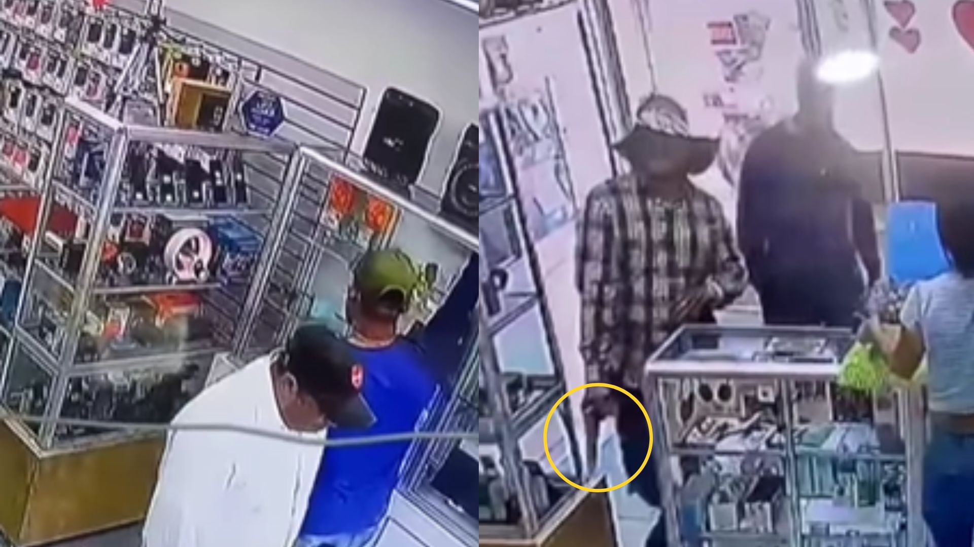 Captan a tres hombres robando más de L200 mil en tienda de celulares en Puerto Cortés
