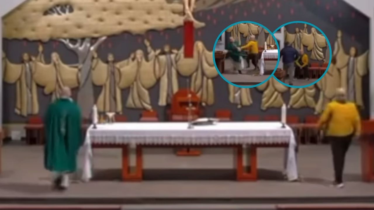 Vídeo: Sacerdote escapa de milagro cuando un hombre quiso apuñalarlo en plena misa