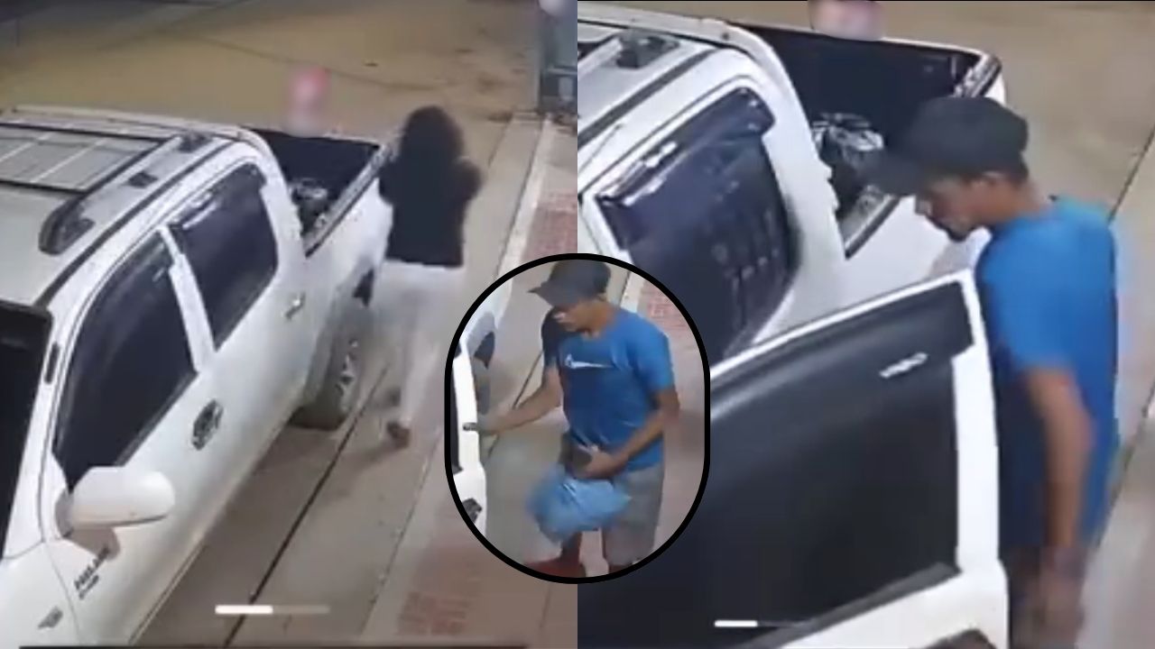 Cámara capta a sujeto robando en un carro luego de que dueña bajó y entró a su casa