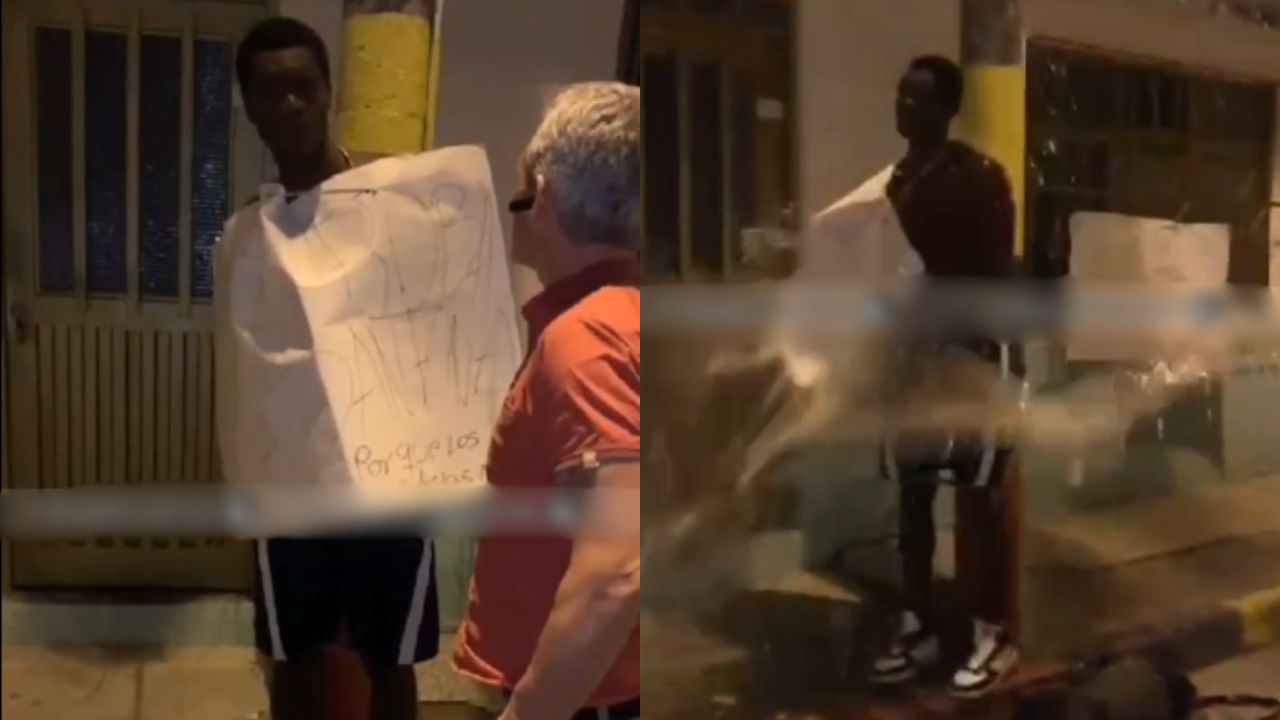 Taxistas capturan a presunto delincuente y lo amarran a un poste para 'castigarlo'