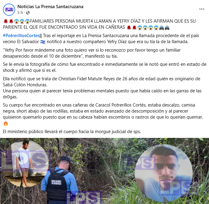 Captura de pantalla de la publicación