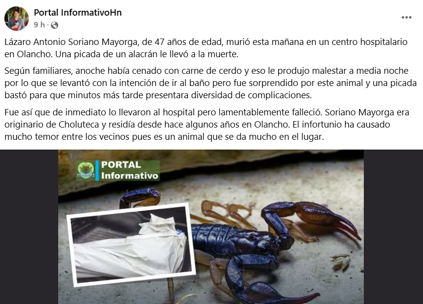 Captura de pantalla de la publicación