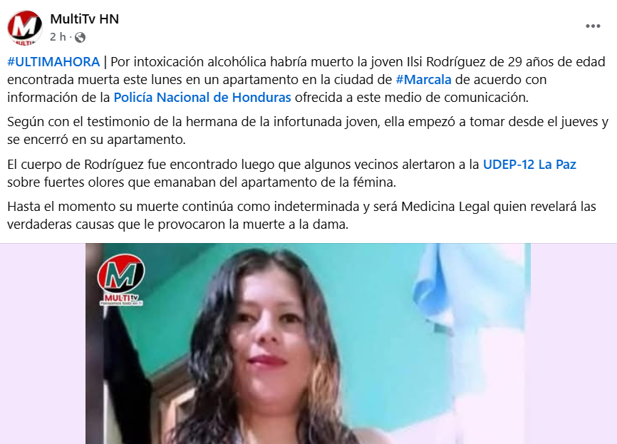 Captura de pantalla de la publicación