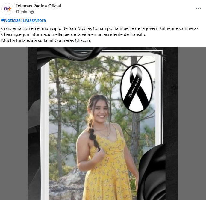 Captura de pantalla de una publicación informando el hecho