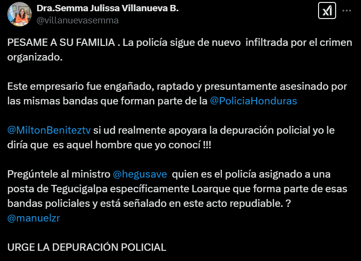 Captura de pantalla de la publicación