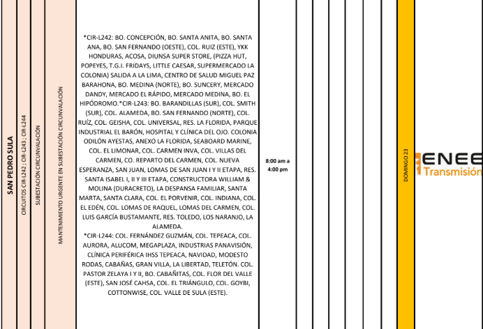 Lista de colonias que no tendrán luz pasado mañana