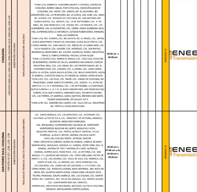 Lista de colonias que no tendrán luz pasado mañana