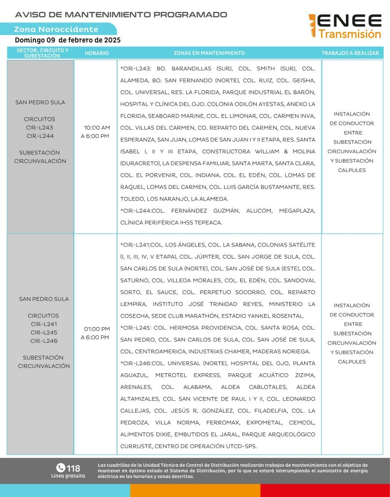 Lista de colonias que no tendrán luz pasado mañana