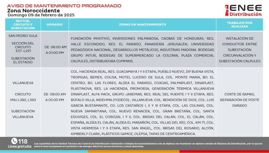 Lista de colonias que no tendrán luz pasado mañana