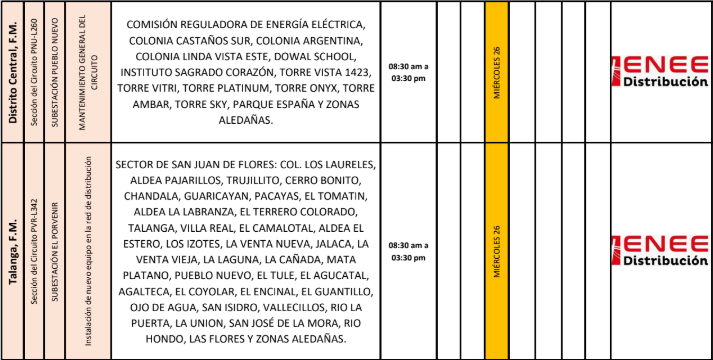 Lista de colonias que no tendrán luz pasado mañana