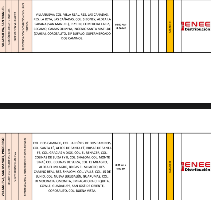 Lista de colonias que no tendrán luz pasado mañana